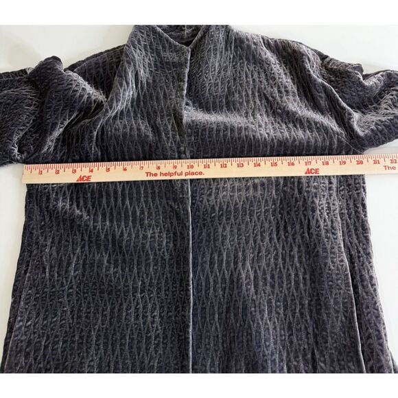 Eileen Fisher Velvet Jacket Petite M Gray Quilted Open Front Formal Silk Blend - Picture 10 of 10